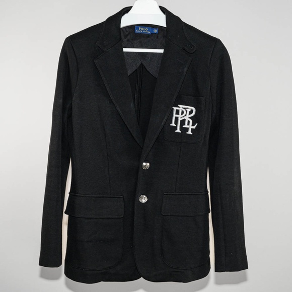New Polo Ralph Lauren Knit Cotton Blazer Black Sz 6 - Picture 4 of 13